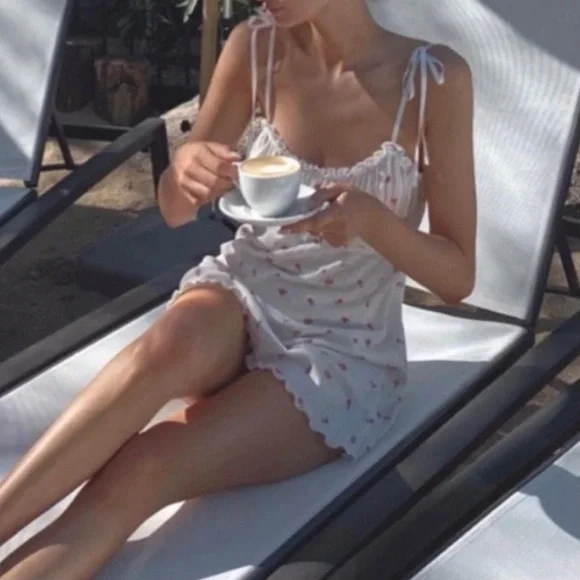 NWT For Love & Lemons Blossom Pointelle Slip Dress - Picture 5 of 9